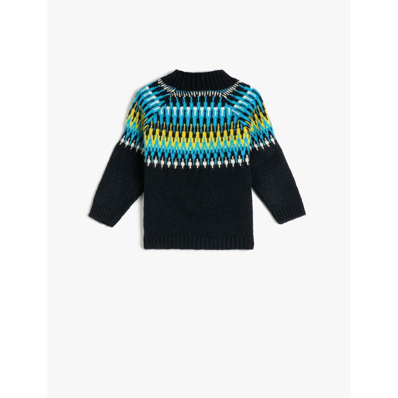 Koton Sweater Knit High Neck Long Sleeve Ethnic Patterned