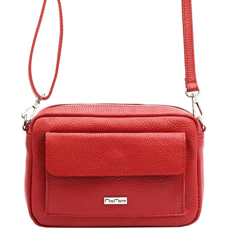 Kožená crossbody kabelka MiaMore 01-041 červená