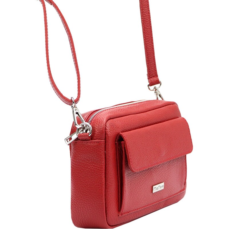 Kožená crossbody kabelka MiaMore 01-041 červená