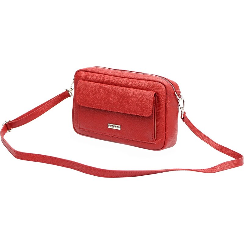 Kožená crossbody kabelka MiaMore 01-041 červená