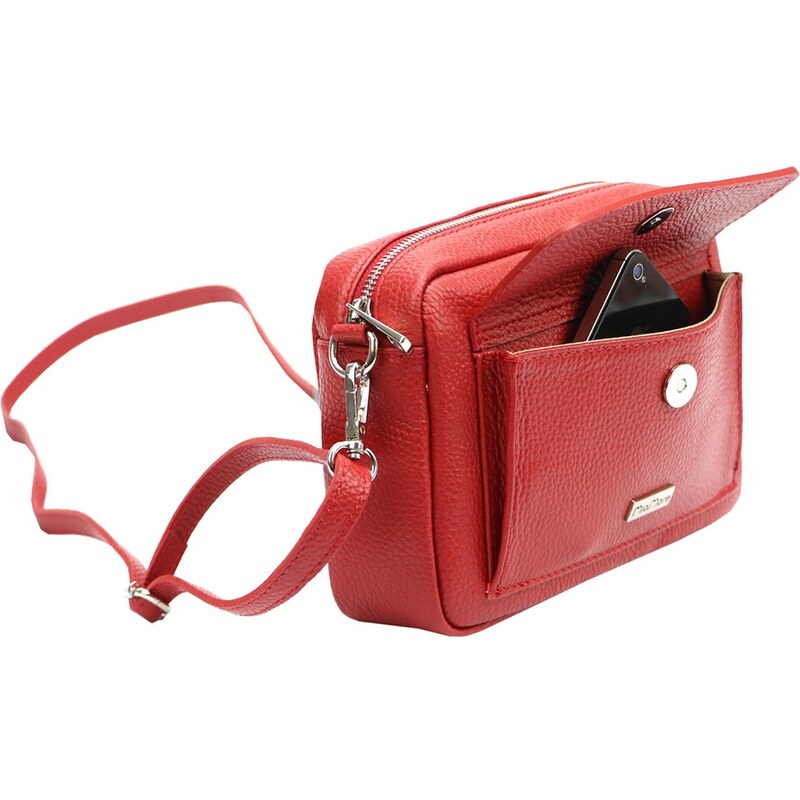 Kožená crossbody kabelka MiaMore 01-041 červená