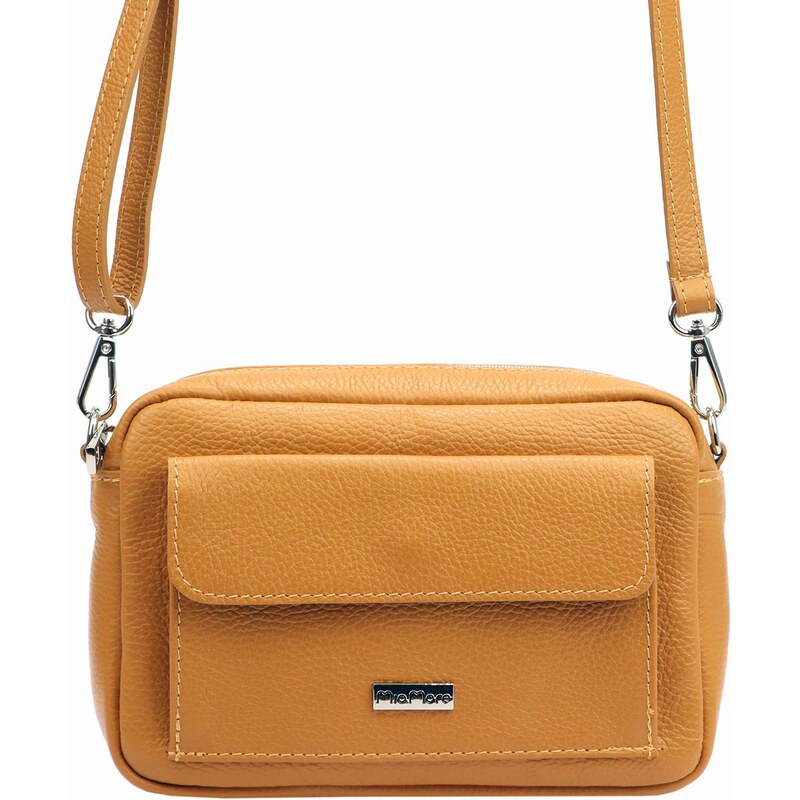 Kožená crossbody kabelka MiaMore 01-041 camel