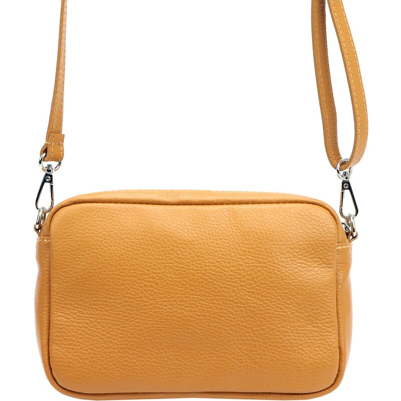 Kožená crossbody kabelka MiaMore 01-041 camel