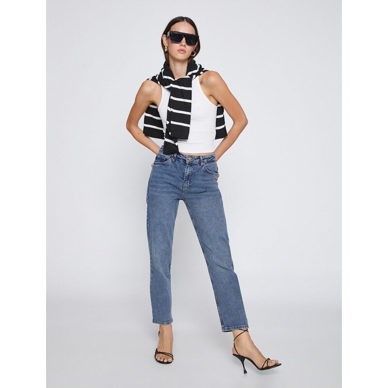 Koton Straight Leg Jeans High Waist - Eve Slim Jean