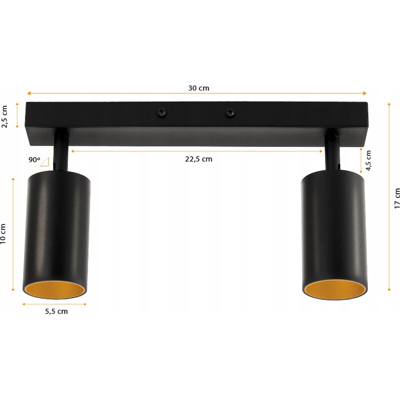 BERGE LED stropní svítidlo VIKI GOLD - 2xGU10 - černé