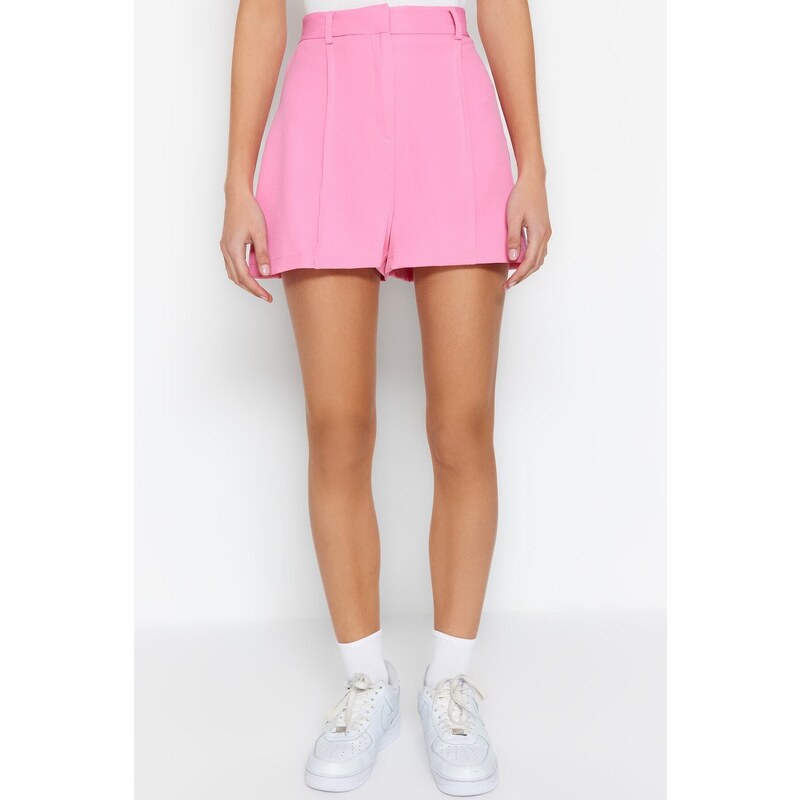 Trendyol Pink Rib Detail Woven Shorts