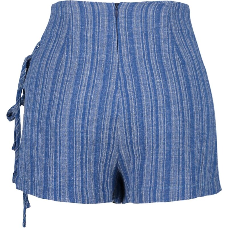 Trendyol Blue Woven Tie Linen Blend Short Skirt