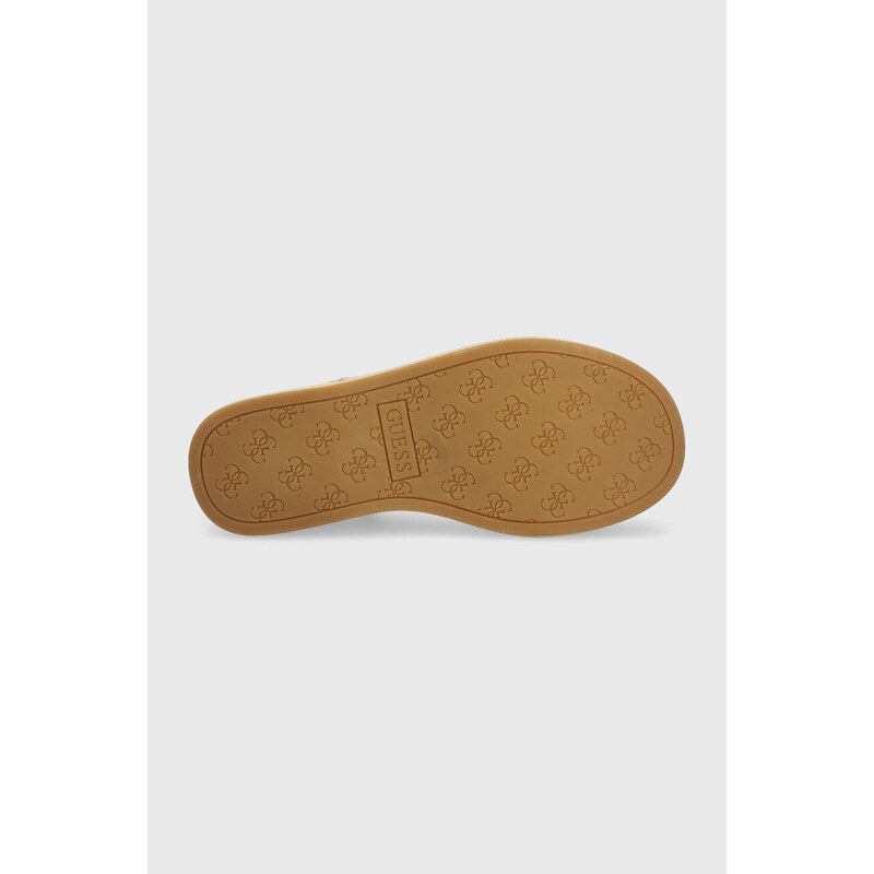 Kožené sandály Guess ZALLA béžová barva, FL6ZLL LEA04