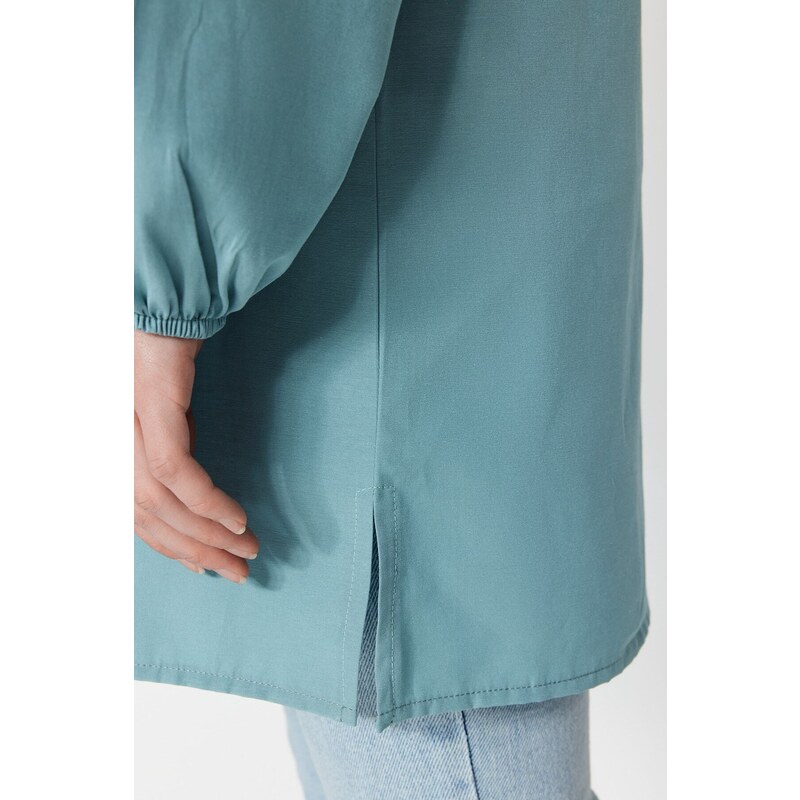 Trendyol Mint Bebe Tunic with a Woven Collar