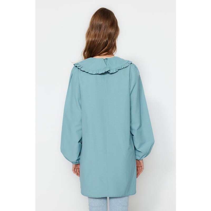 Trendyol Mint Bebe Tunic with a Woven Collar