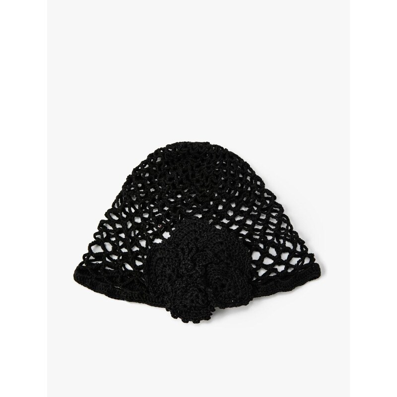 Koton Fishnet Knitted Cap with Flower Pattern - Melis Ağazat X