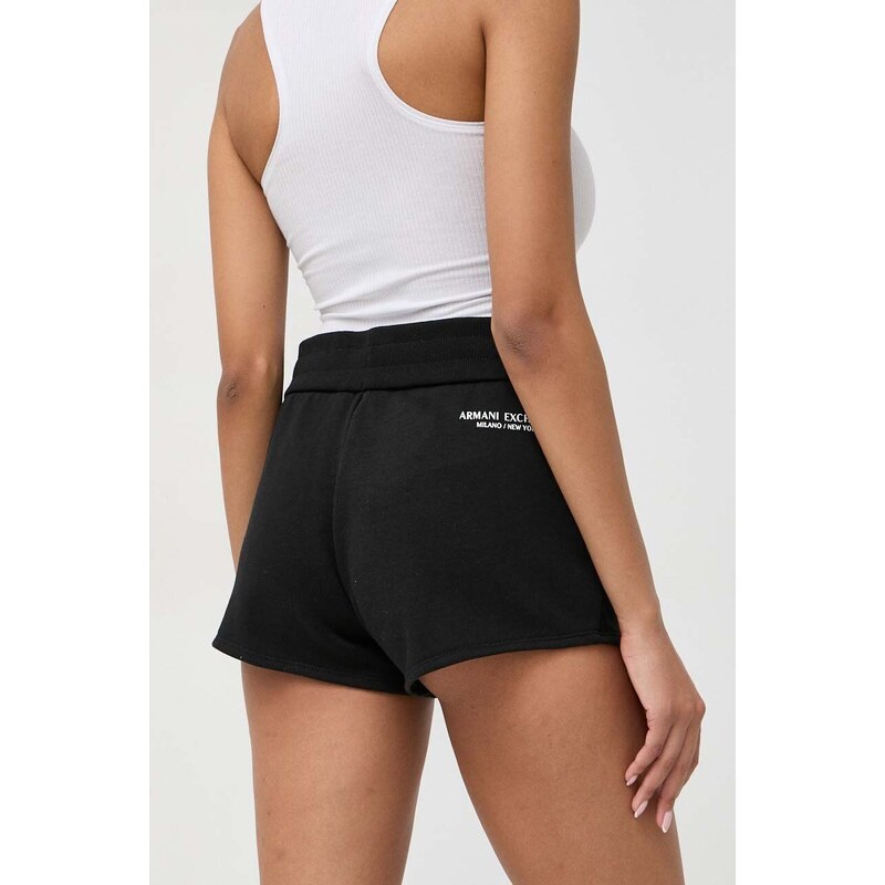 Kraťasy Armani Exchange dámské, černá barva, hladké, high waist, 8NYSBA YJE5Z NOS