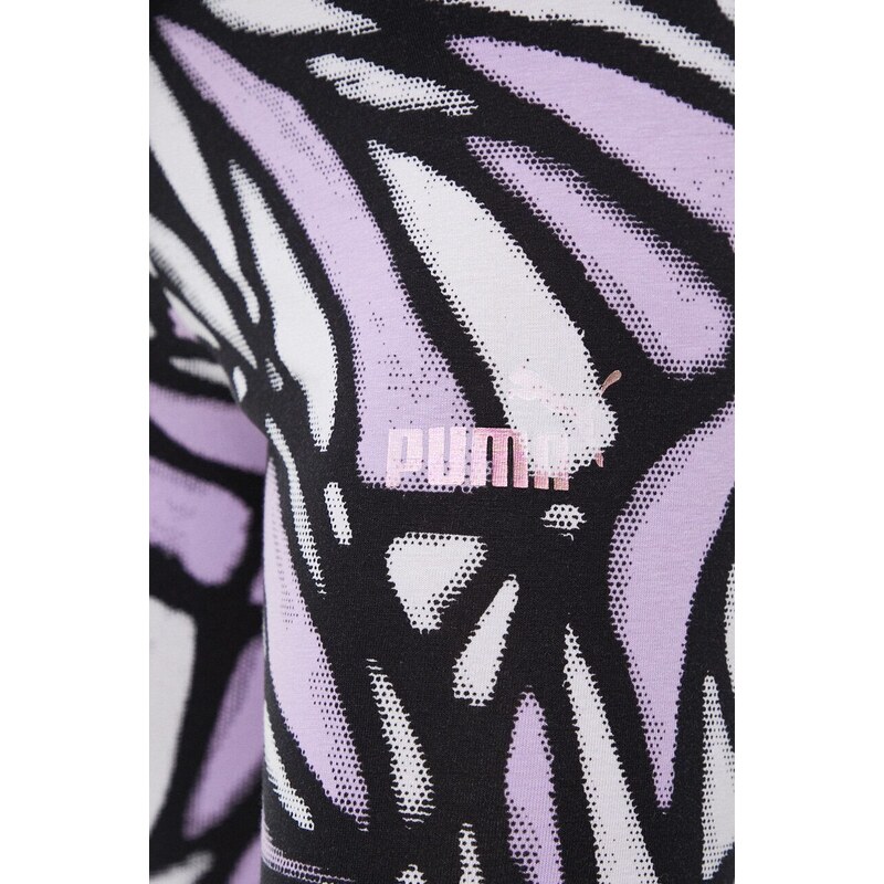 Legíny Puma dámské, fialová barva, vzorované