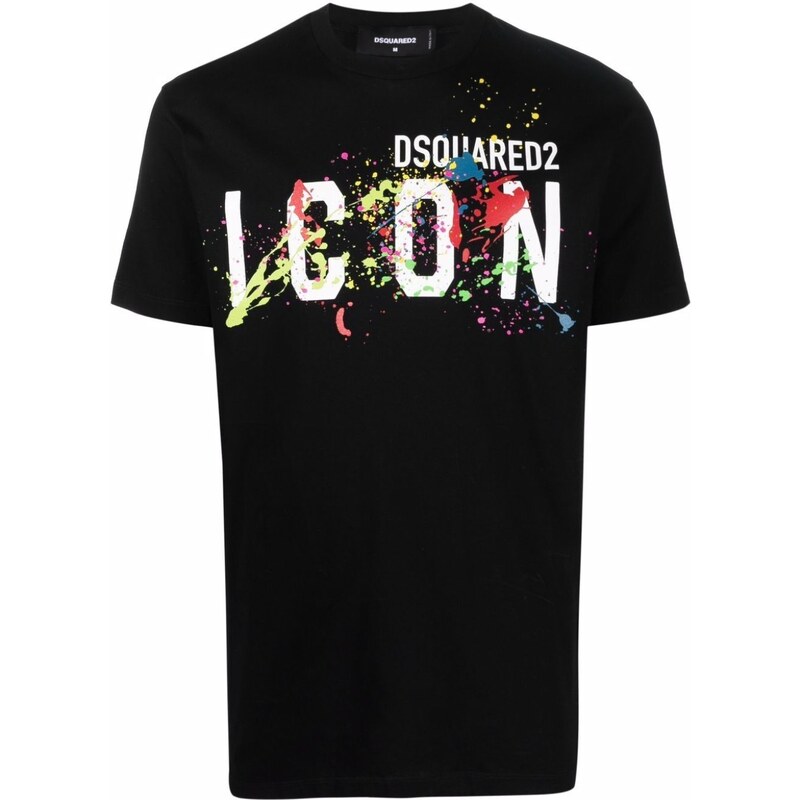 DSQUARED2 Icon Splatted Black tričko