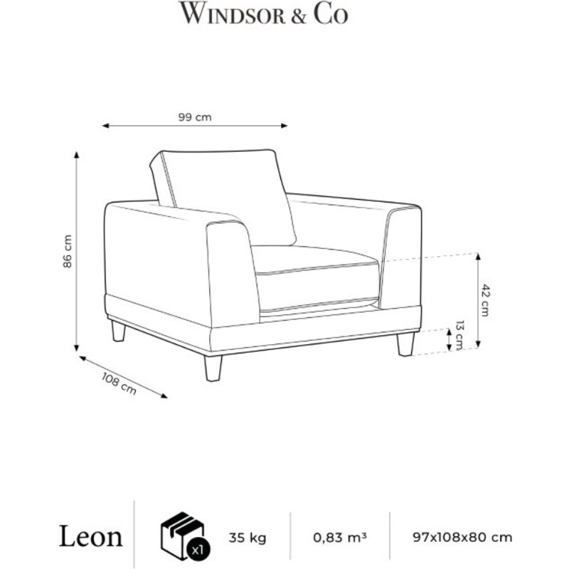 Královsky modré sametové křeslo Windsor & Co Leon