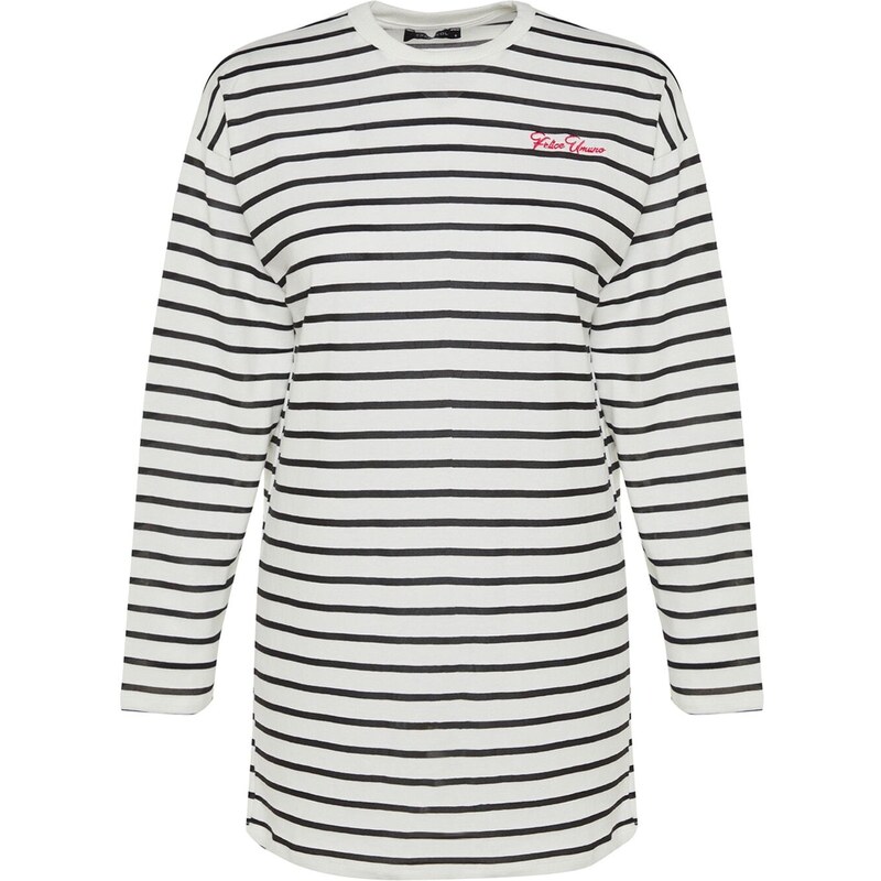 Trendyol Black Striped Embroidery Detailed Knitted Tunic