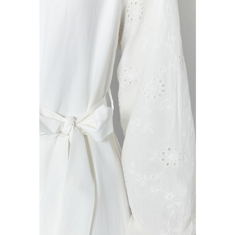 Trendyol White With Embroidery Detail, Lined Woven Dress