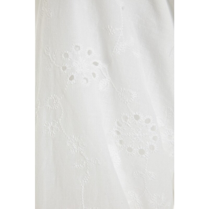 Trendyol White With Embroidery Detail, Lined Woven Dress