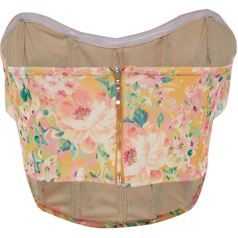 Trendyol Multi Color Floral Printed Tulle Bustier