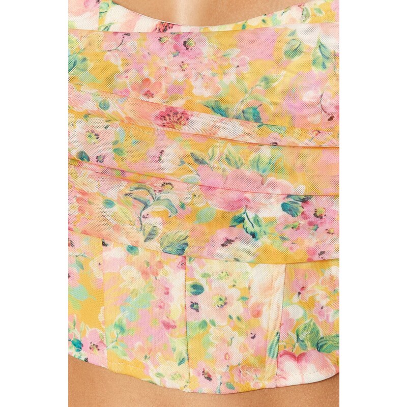 Trendyol Multi Color Floral Printed Tulle Bustier