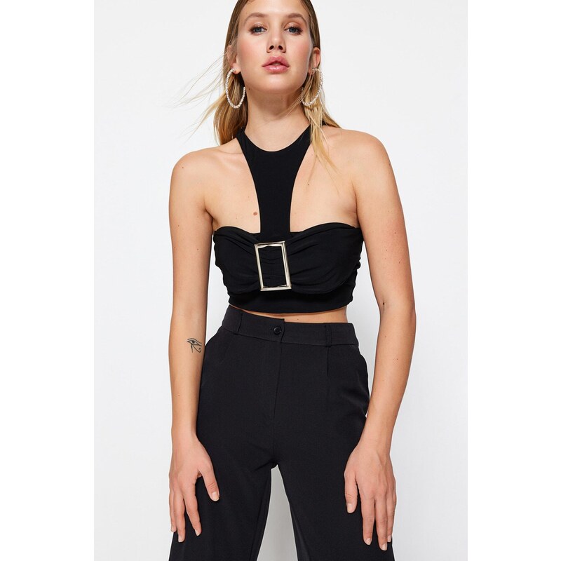 Trendyol Black Crop and Knitted Bustier with Accessories