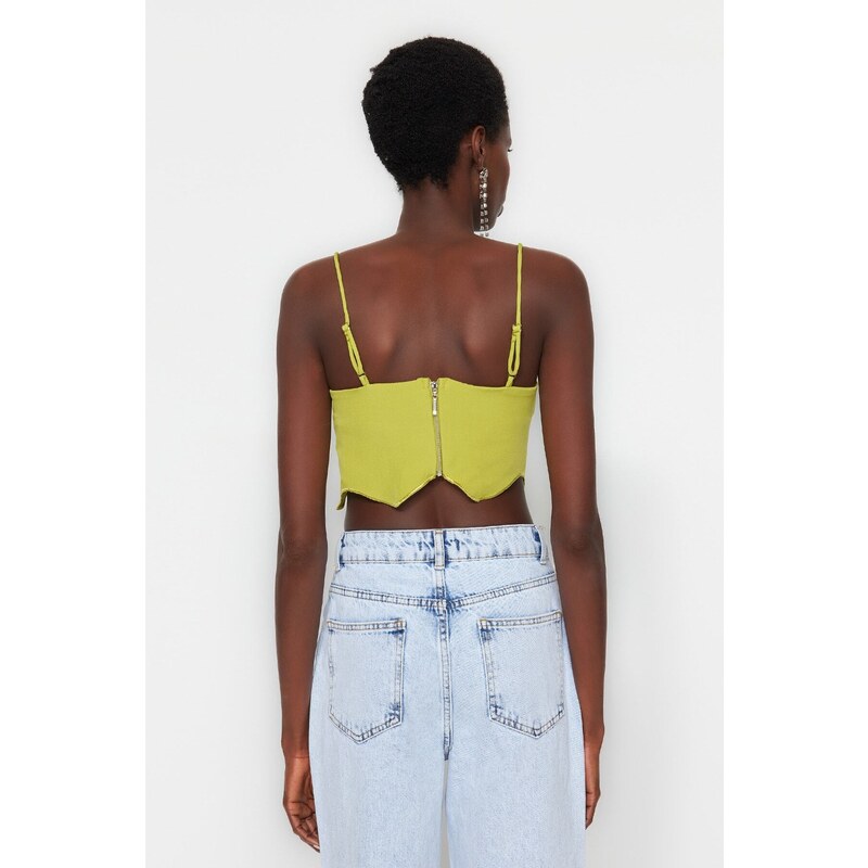 Trendyol Fat Green Crop Woven Bustier