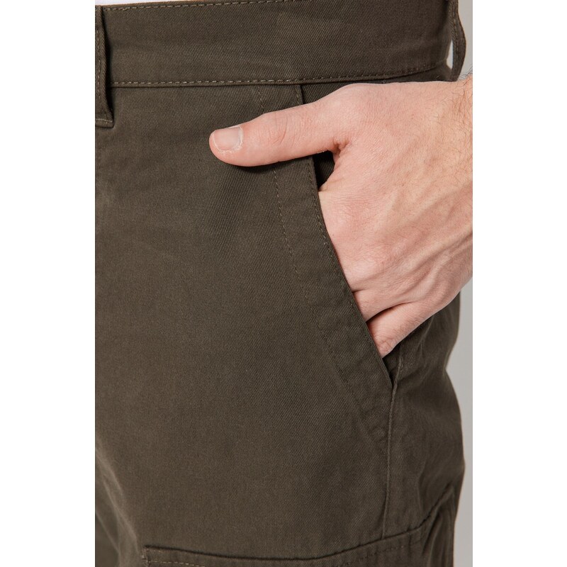 Trendyol Khaki Slim Fit Cargo Gabardine Trousers