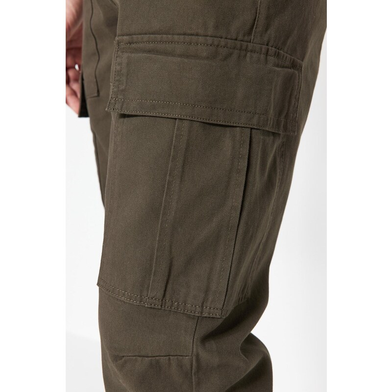 Trendyol Khaki Slim Fit Cargo Gabardine Trousers