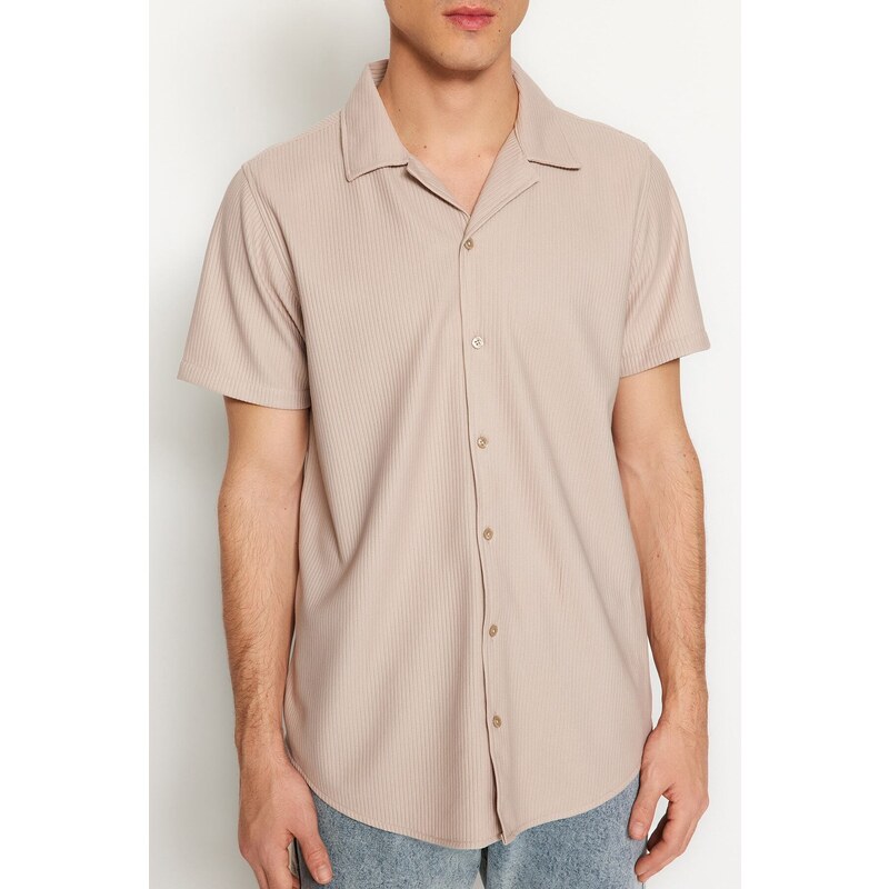 Trendyol Stone Regular Fit Wide Collar Summer Shirt