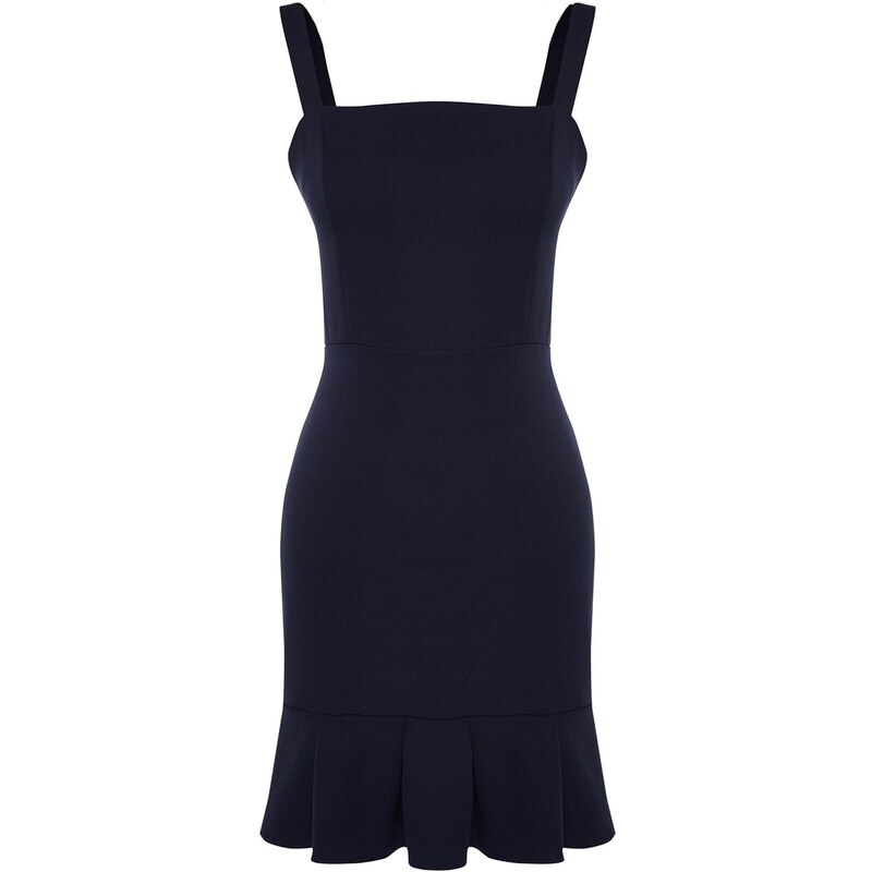 Trendyol Navy Blue Pleated A-line/Bell Form Mini Woven Dress