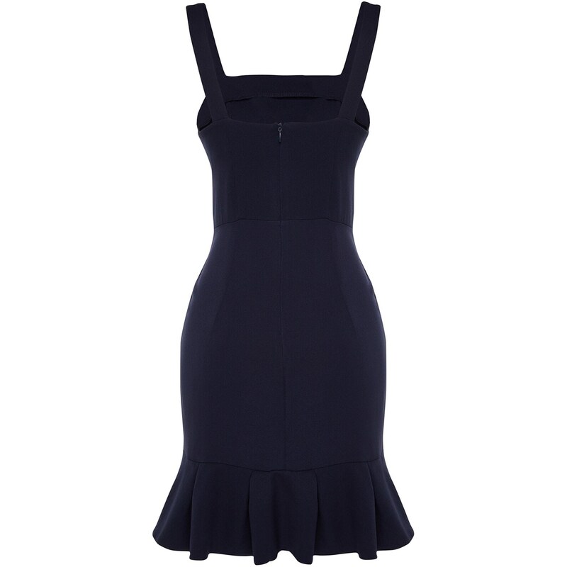 Trendyol Navy Blue Pleated A-line/Bell Form Mini Woven Dress