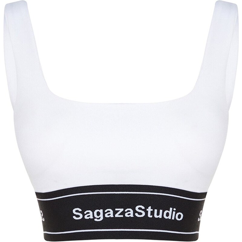 Trendyol X Sagaza Studio White Padded, Square Collar Sports Bra.