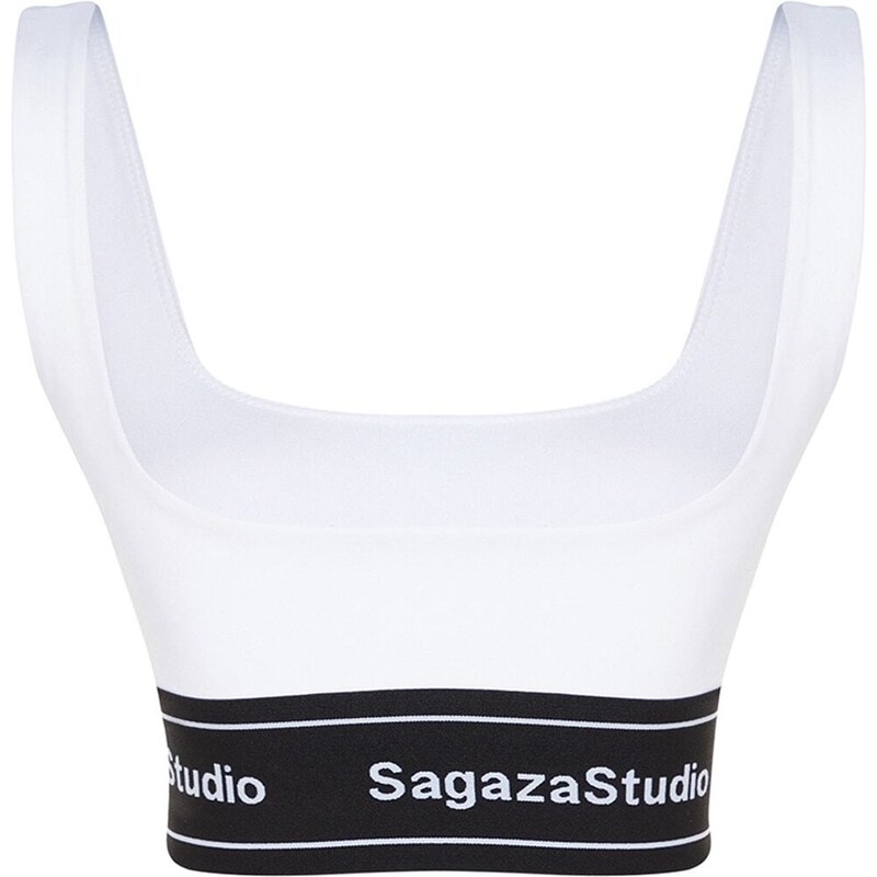 Trendyol X Sagaza Studio White Padded, Square Collar Sports Bra.