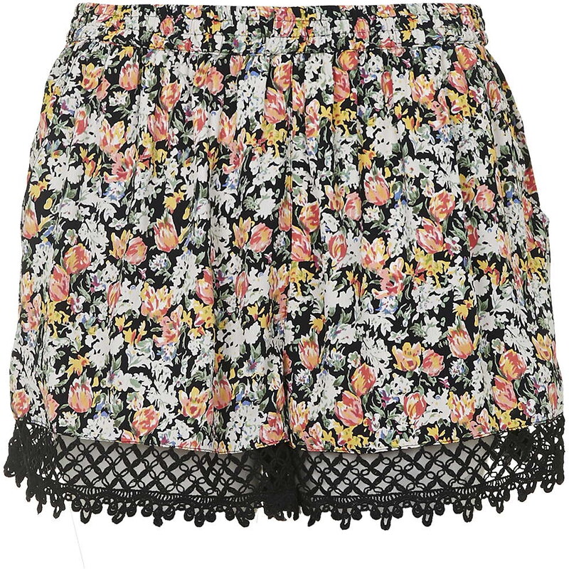 Topshop Cottage Floral Print Lace Shorts