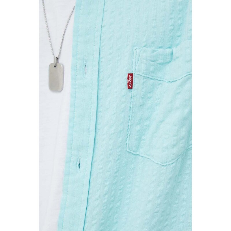 Košile Levi's tyrkysová barva, regular, s klasickým límcem