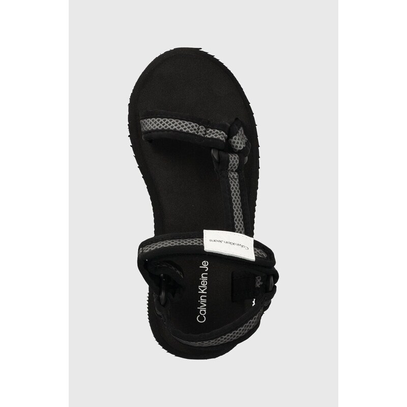 Sandály Calvin Klein Jeans PREFRESATO SANDAL WEBBING XRAY dámské, černá barva, na platformě, YW0YW00969