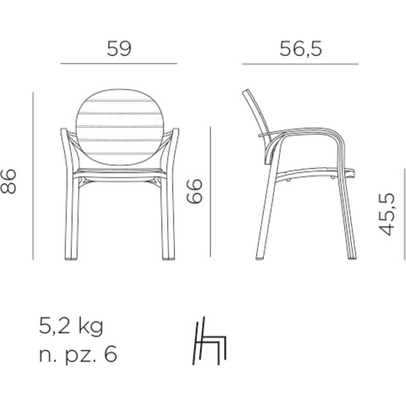Nardi Šedohnědá plastová zahradní židle Palma