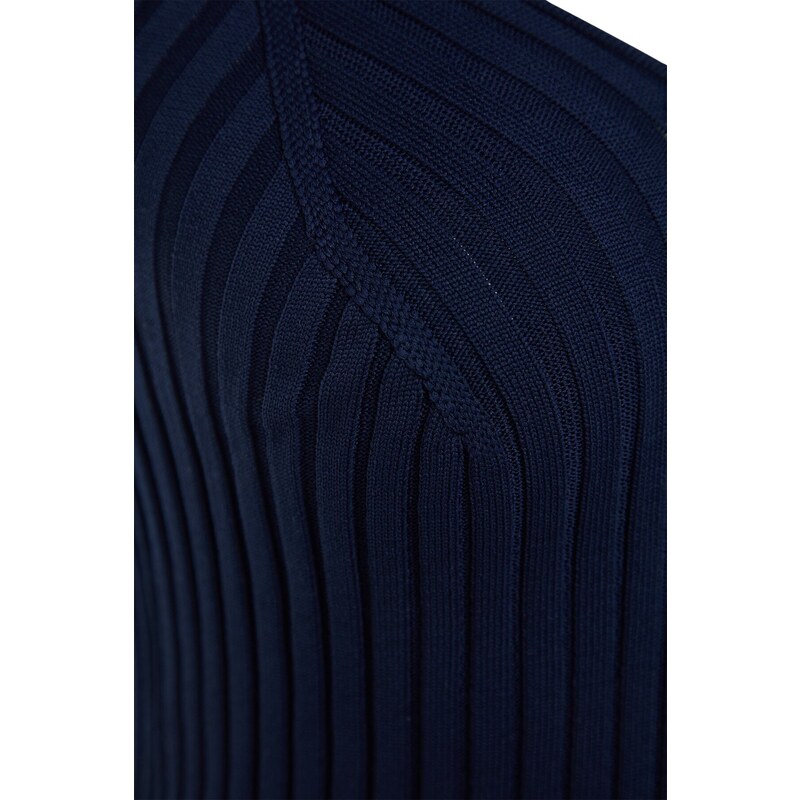 Trendyol Navy Blue Knitwear Blouse with Accessory Detail