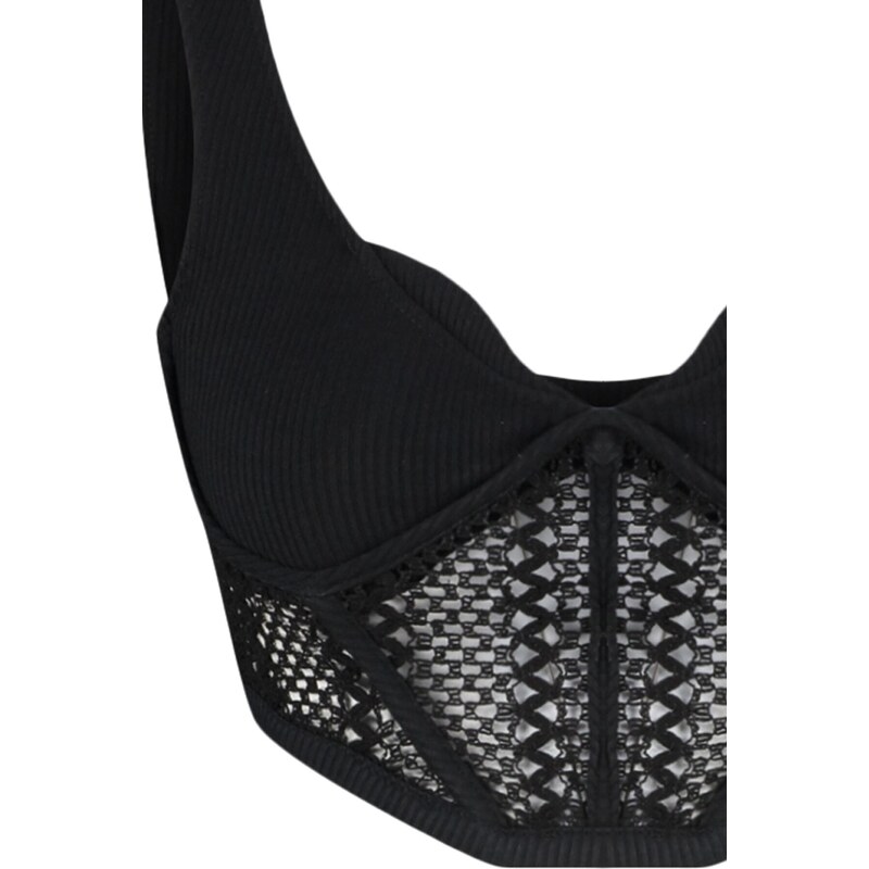 Trendyol Black Crop Knitted Bustier