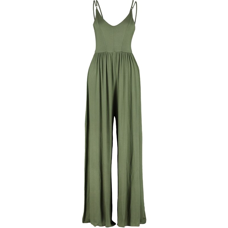 Trendyol Khaki Flowy Straps, Viscose Knitted Overalls