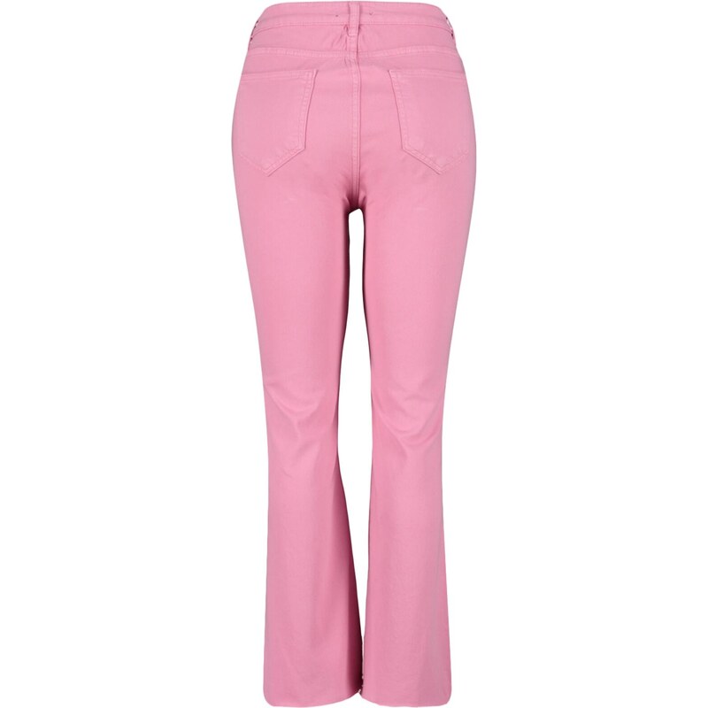 Trendyol Curve Růžové džíny s vysokým pasem a zkrácenými nohavicemi