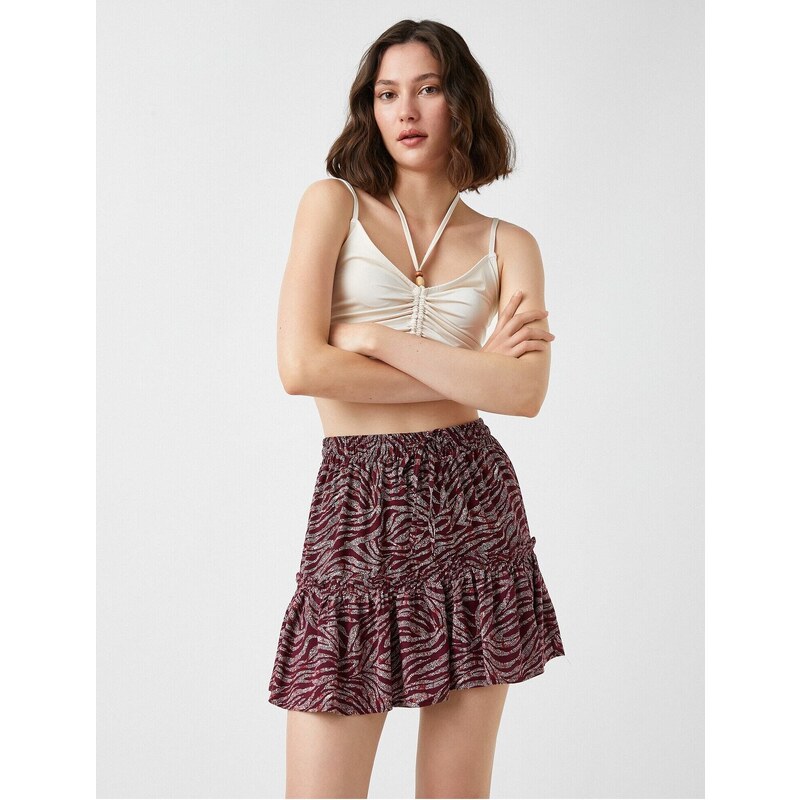 Koton Mini Short Skirt Zebra Patterned