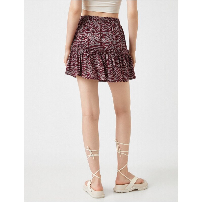 Koton Mini Short Skirt Zebra Patterned