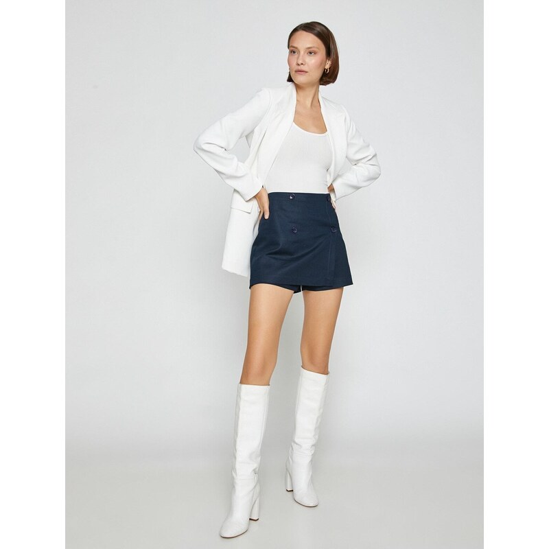 Koton Linen Shorts Skirt Button Detail 107063287