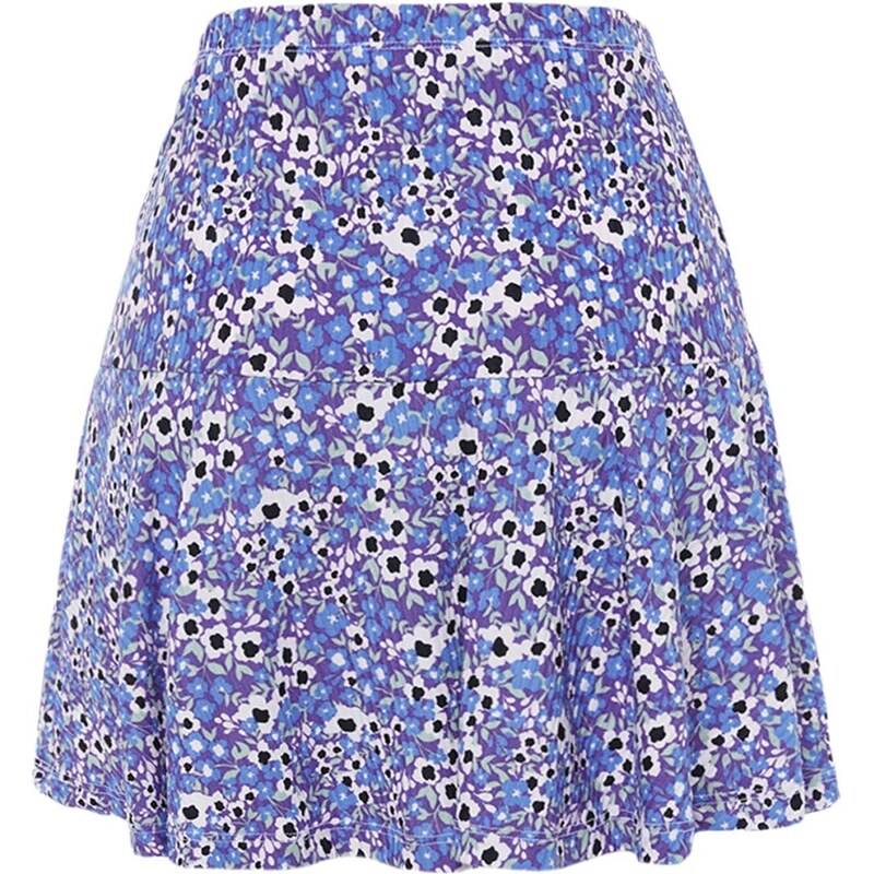 Trendyol Purple Printed Ruffle High Waist Mini Knitted Shorts Skirt