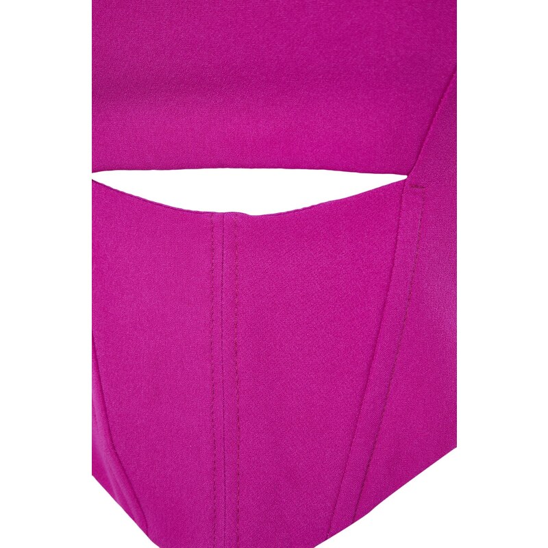 Trendyol Fuchsia Crop Lined Woven Window/Cut Out Detailed Bustier