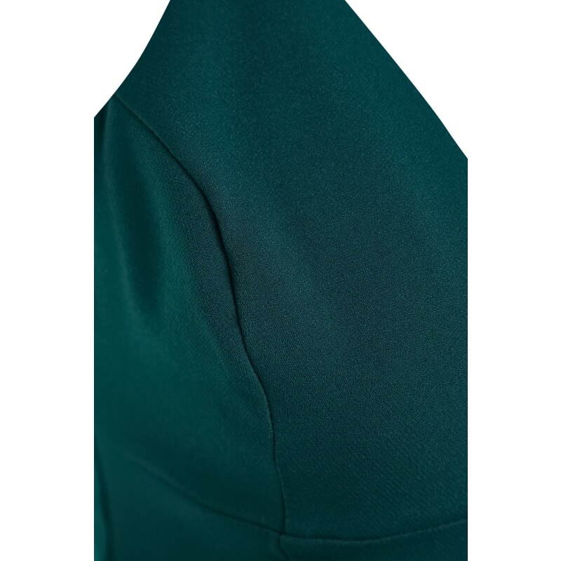 Trendyol Emerald Green, vypasované, elegantní večerní šaty s tkanou kravatou