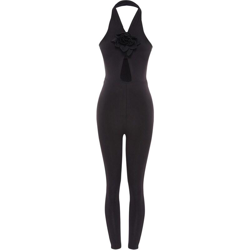 Trendyol Black Knitted Accessory Jumpsuit