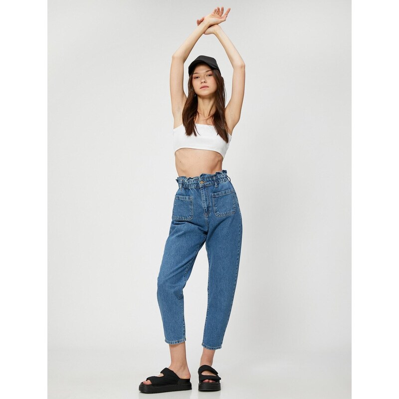 Koton Elastic Waist Jeans High Waist - Baggy Jeans