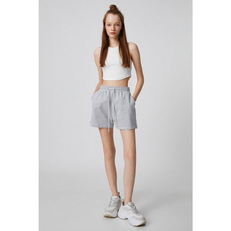 Koton Mini Shorts with Lace-Up Waist, Relaxed Cut, Pocket Detailed.